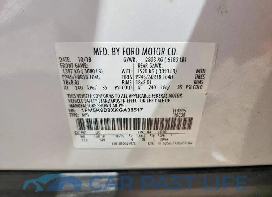1FM5K8D8XKGA38517# 13