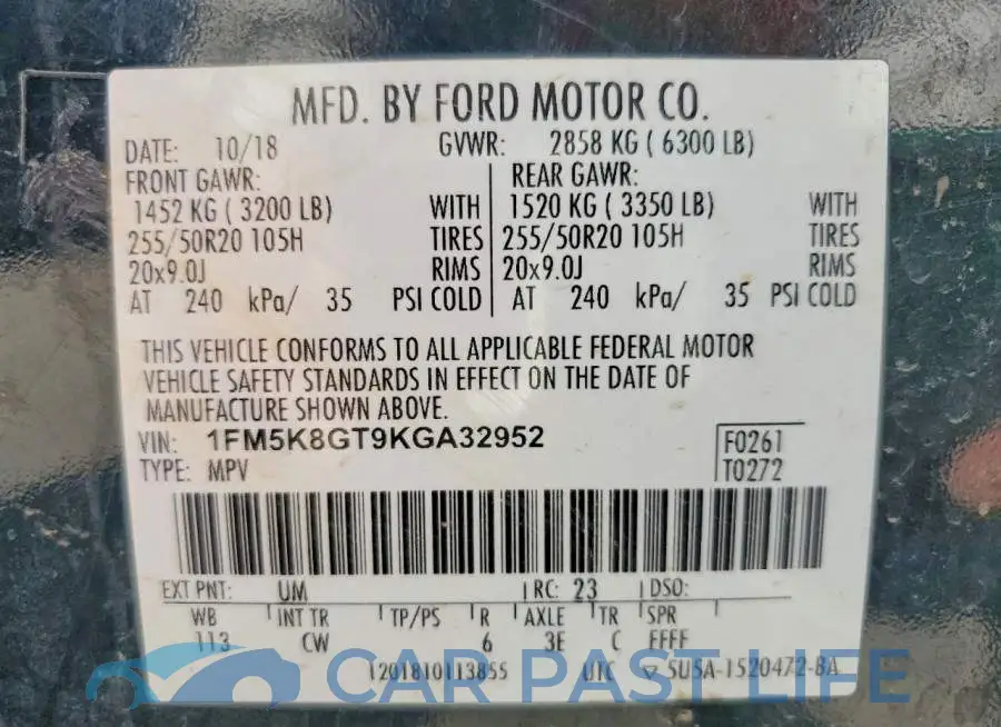 1FM5K8GT9KGA32952# 13