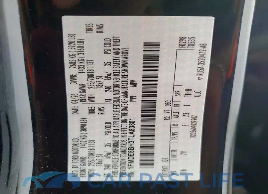 1FMDE8BH3TLA83801# 13