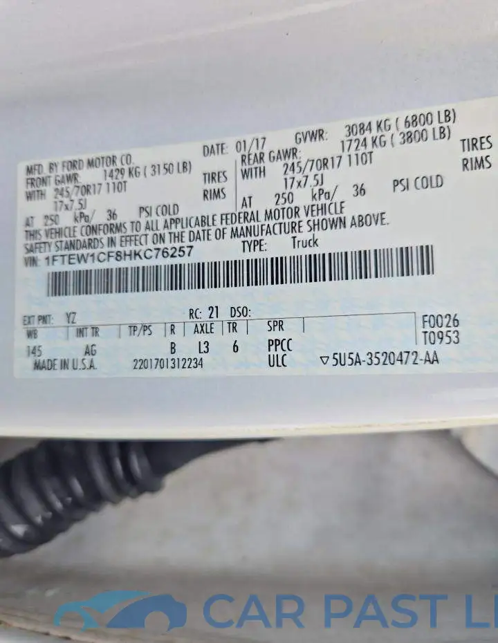 1FTEW1CF8HKC76257# 12