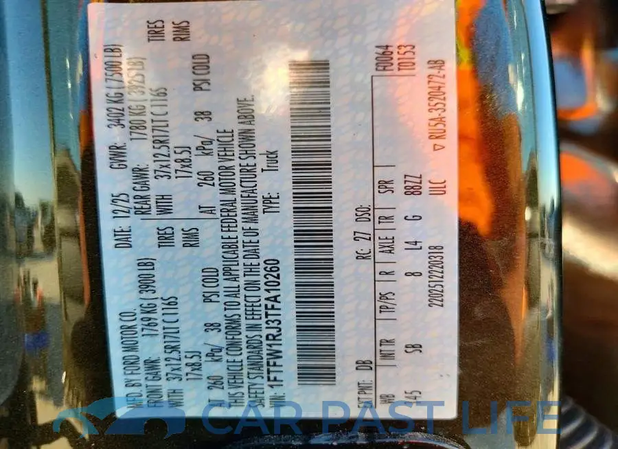 1FTFW1RJ3TFA10260# 12