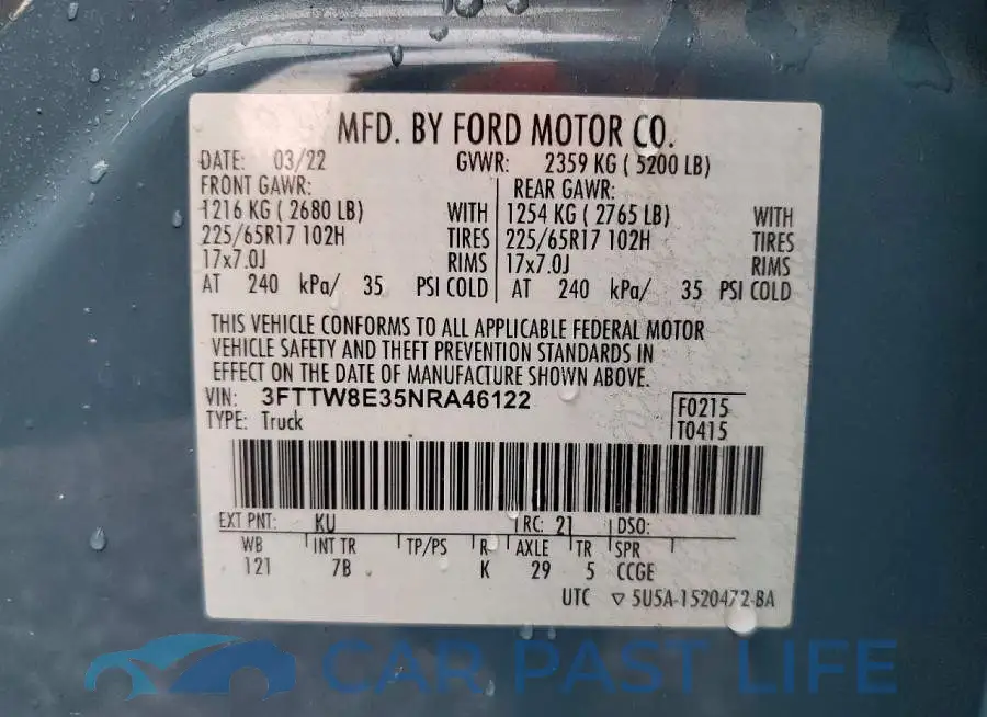 3FTTW8E35NRA46122# 12
