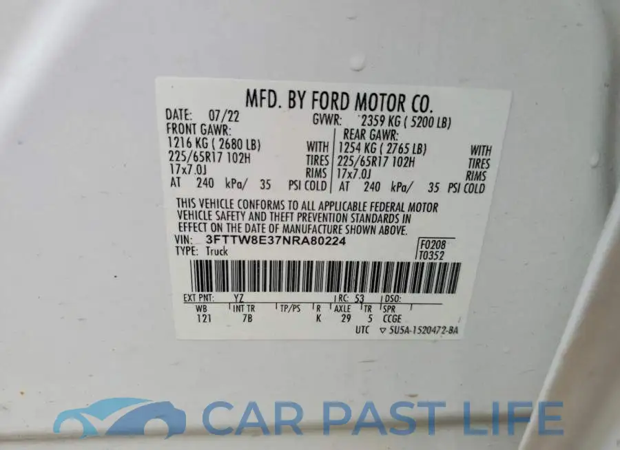 3FTTW8E37NRA80224# 12