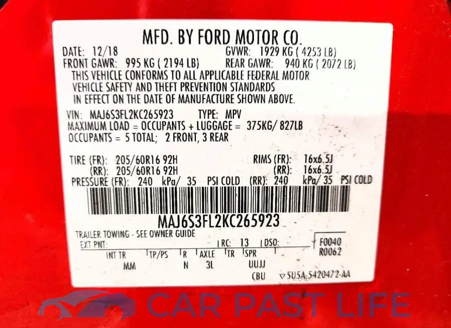 MAJ6S3FL2KC265923# 13