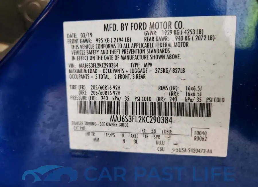 MAJ6S3FL2KC290384# 13
