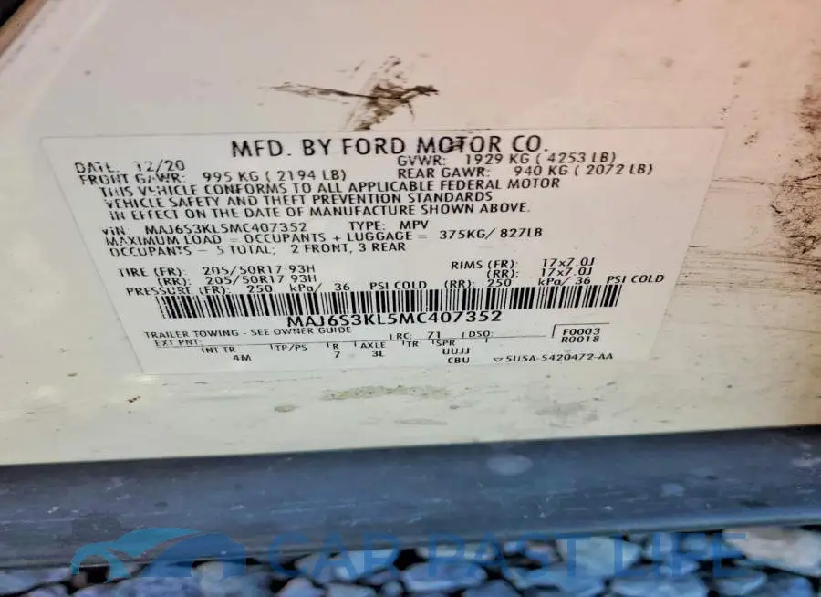 MAJ6S3KL5MC407352# 12
