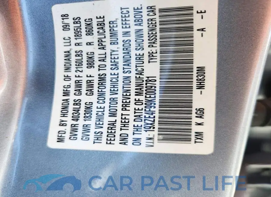 19XZE4F99KE009781# 13