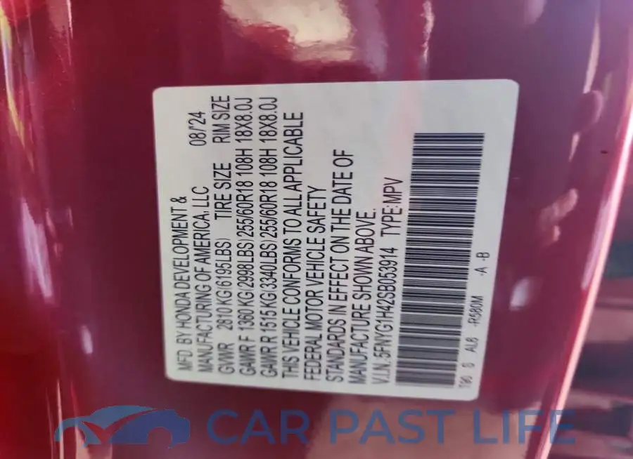 5FNYG1H42SB053914# 13