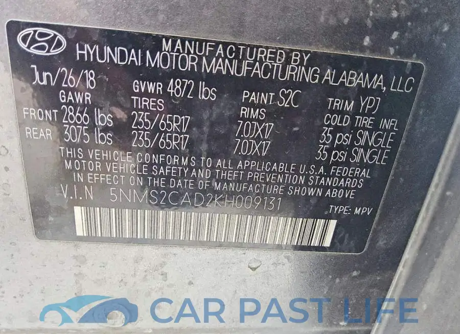 5NMS2CAD2KH009131# 13
