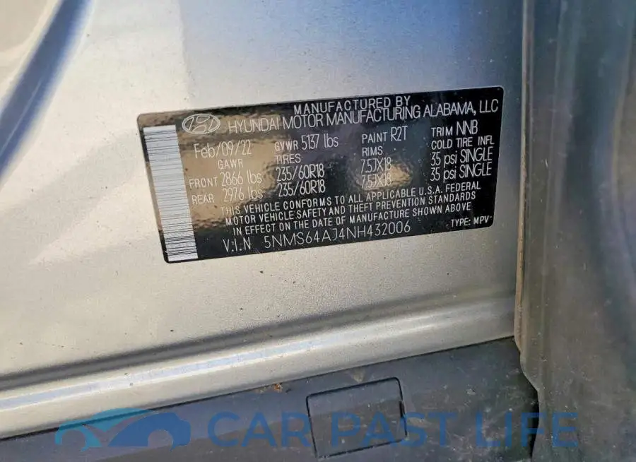 5NMS64AJ4NH432006# 12