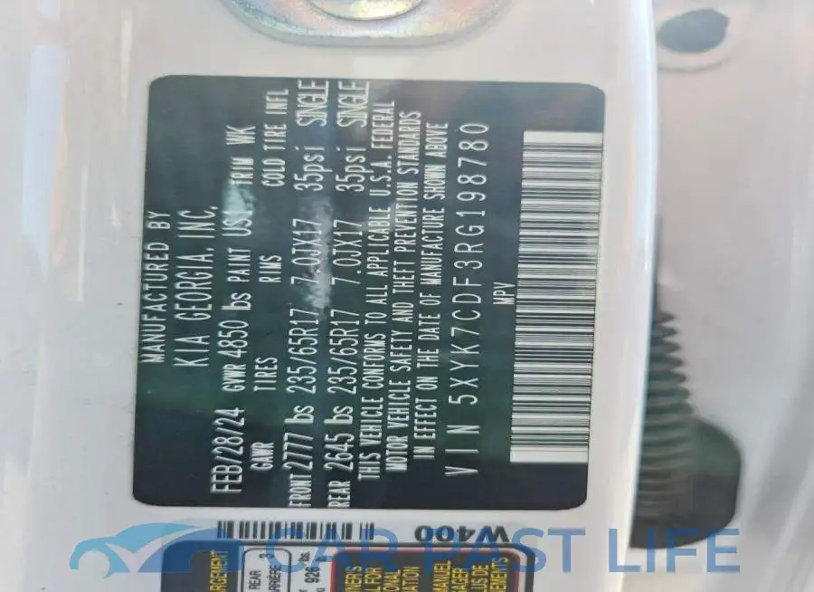 5XYK7CDF3RG198780# 13