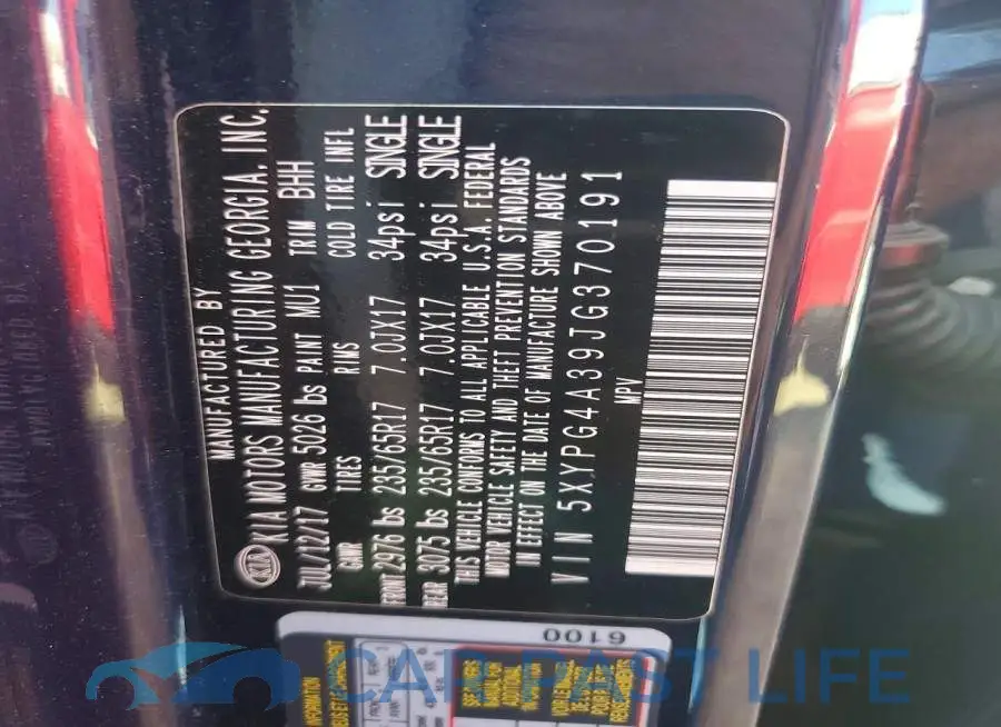 5XYPG4A39JG370191# 12