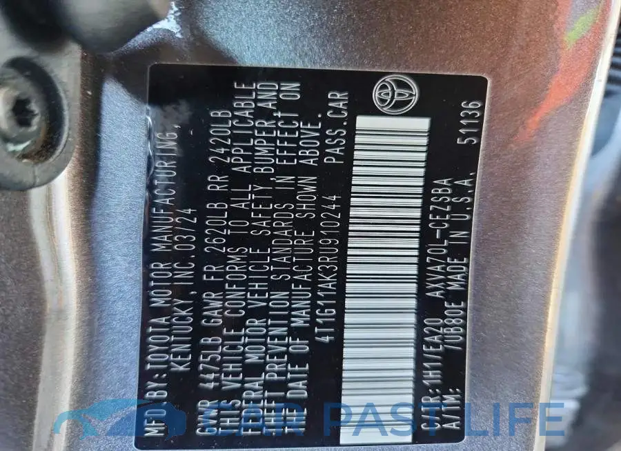 4T1G11AK3RU910244# 12