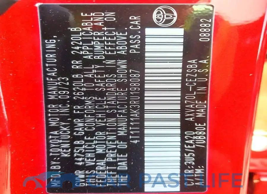4T1T11AK3RU198087# 13