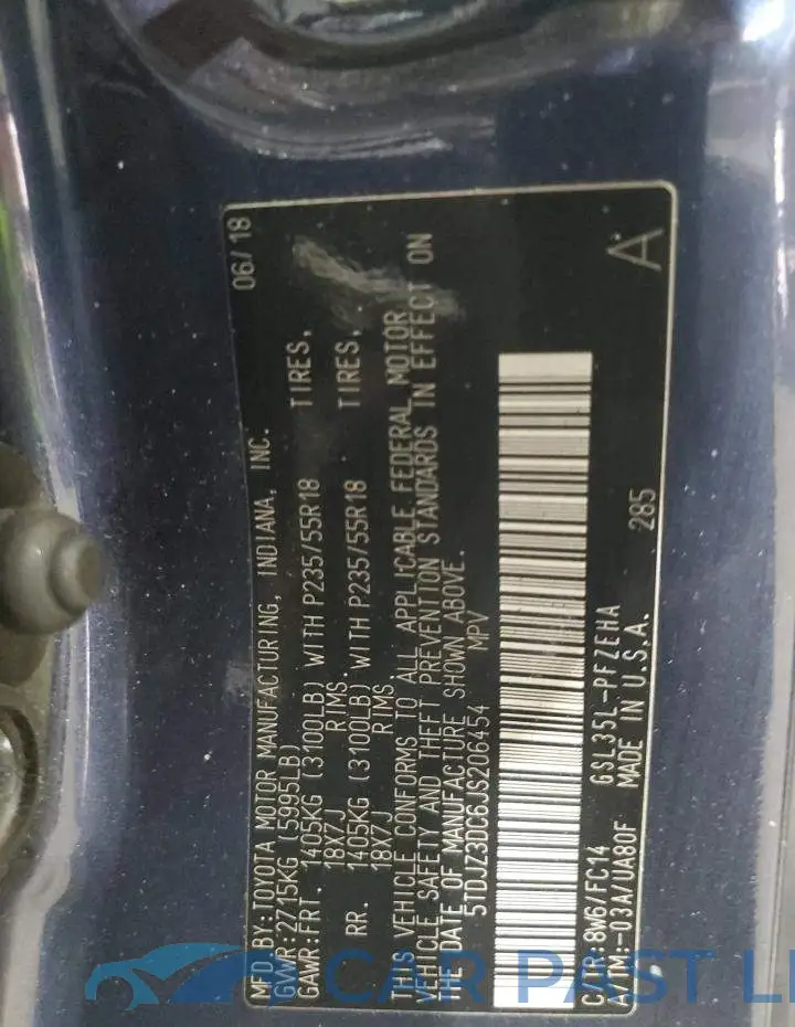5TDJZ3DC6JS206454# 13