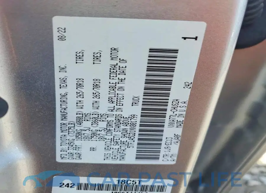 5TFLA5GD1NX001799# 12