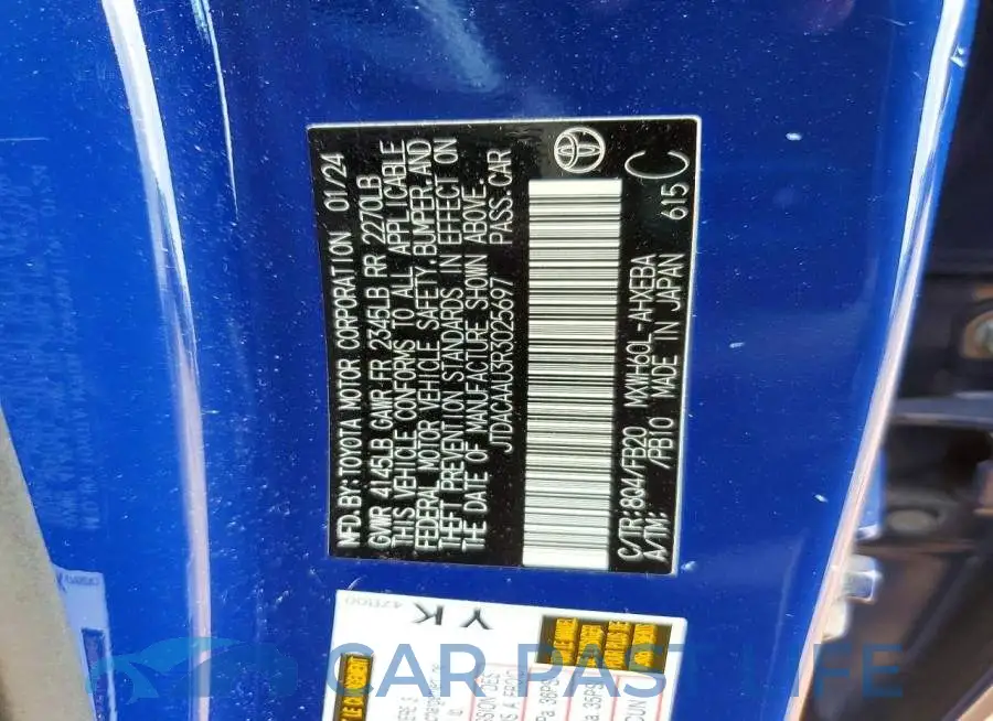 JTDACAAU3R3025697# 12