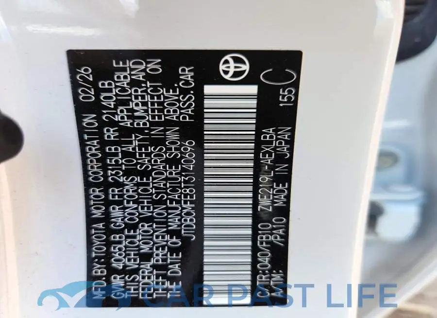 JTDBCMFE8T3140696# 13