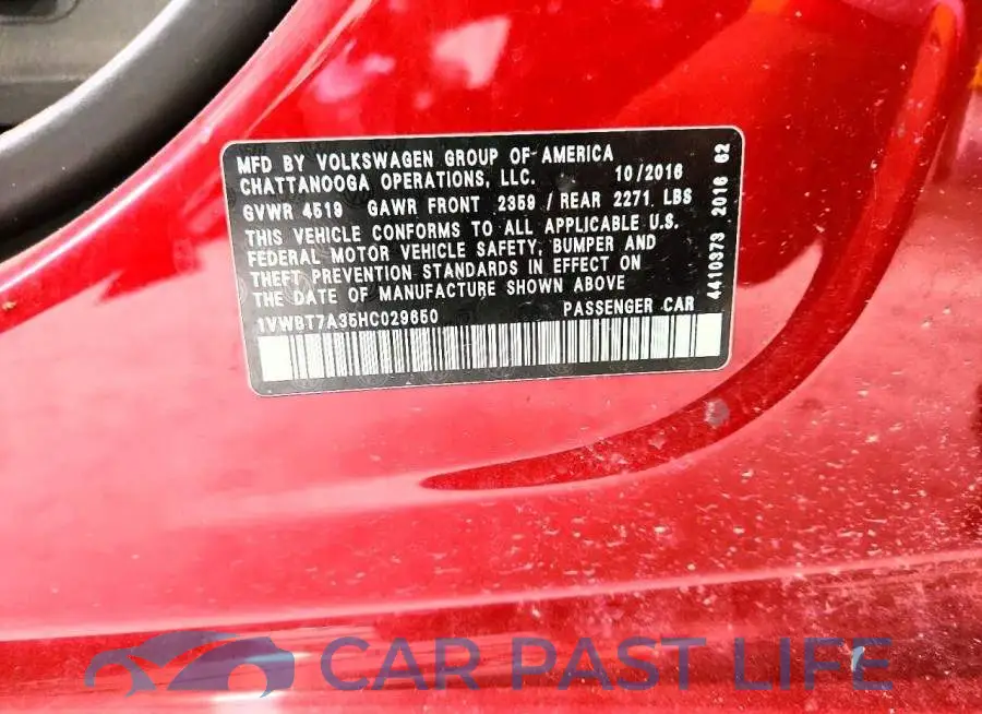 1VWBT7A35HC029650# 12