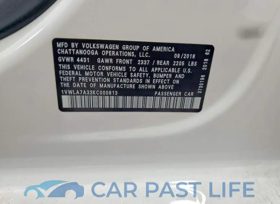 1VWLA7A33KC000813# 12