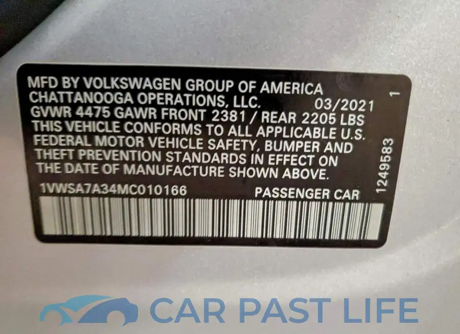 1VWSA7A34MC010166# 13