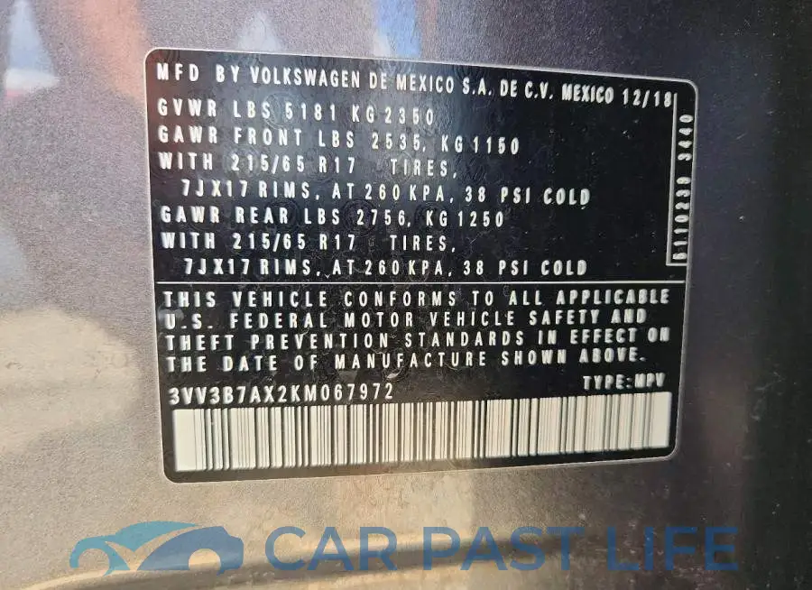 3VV3B7AX2KM067972# 13