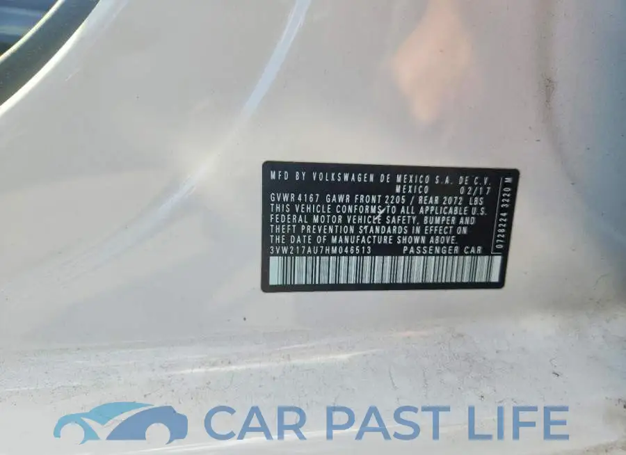 3VW217AU7HM046513# 12