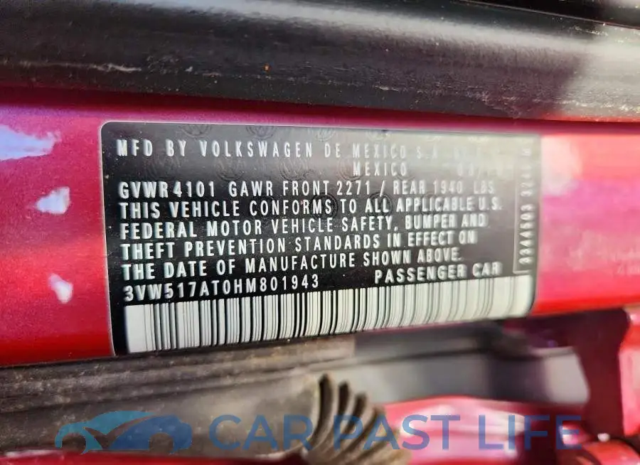 3VW517AT0HM801943# 12