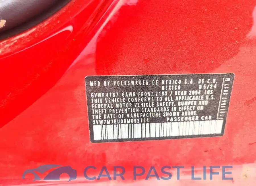 3VW7M7BU0RM092164# 12
