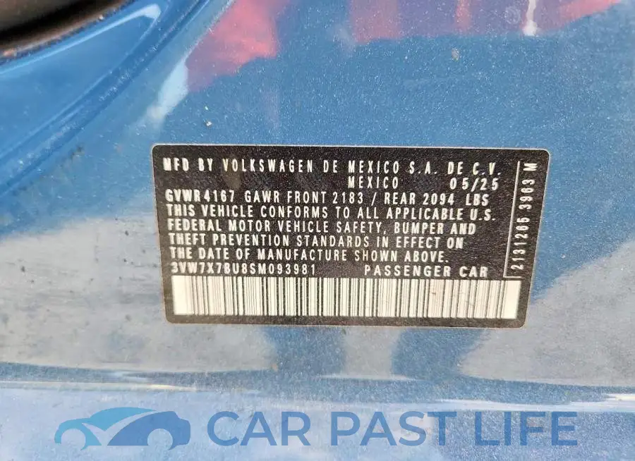 3VW7X7BU8SM093981# 12