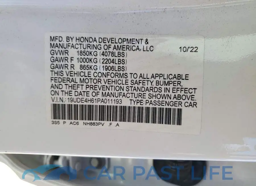19UDE4H61PA011193# 12