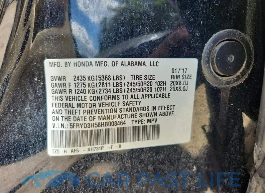 5FRYD3H58HB008464# 13