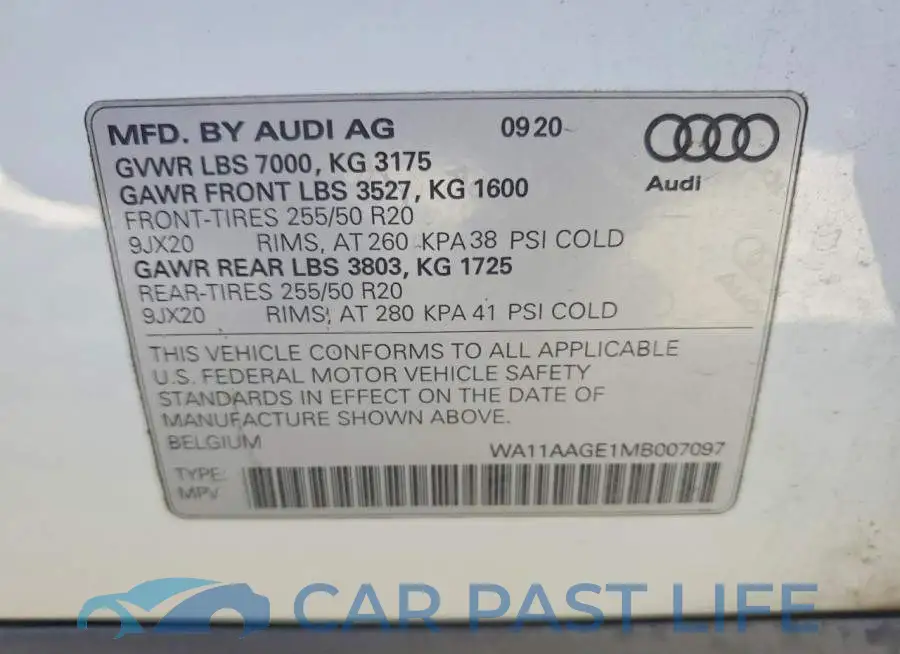 WA11AAGE1MB007097# 12