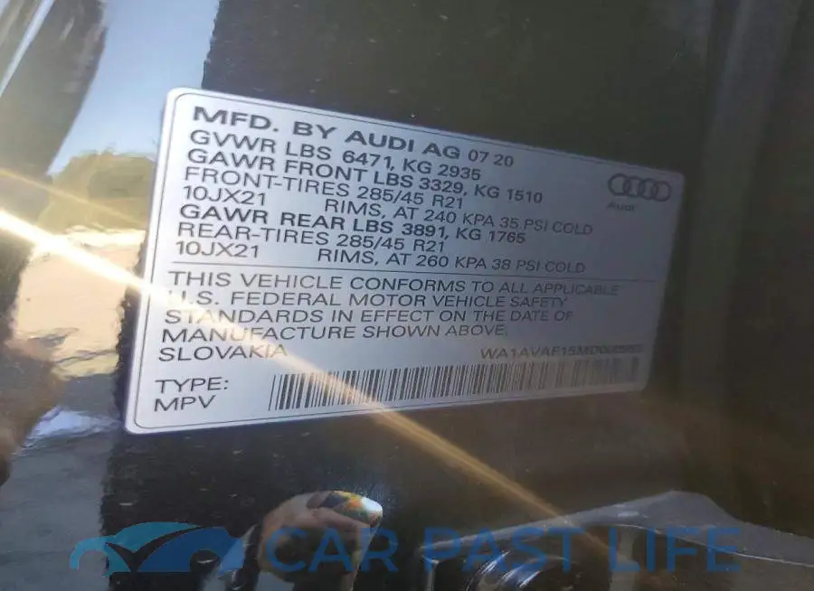 WA1AVAF15MD000953# 13