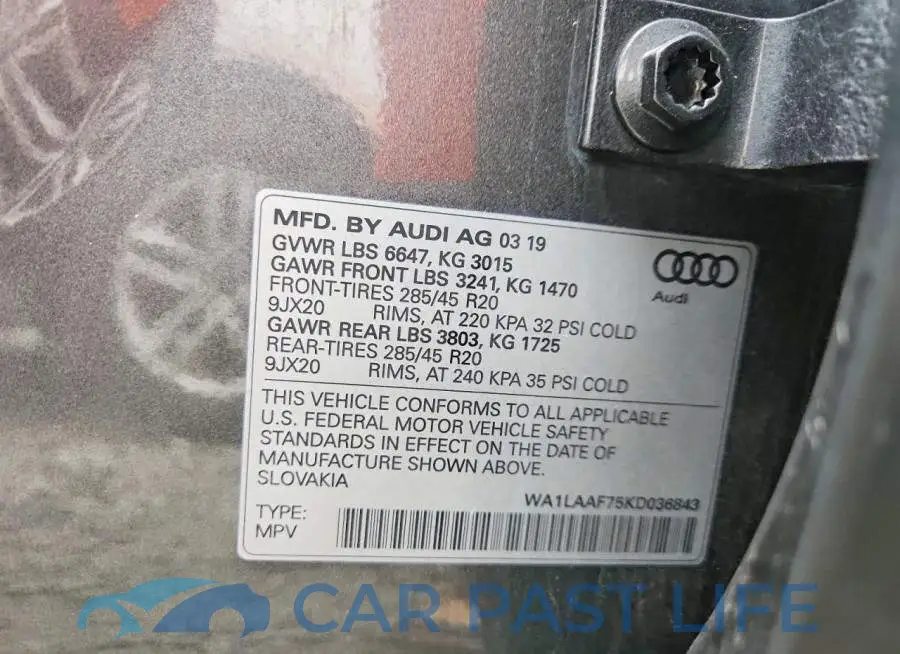 WA1LAAF75KD036843# 14