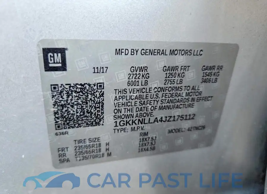 1GKKNLLA4JZ175112# 14