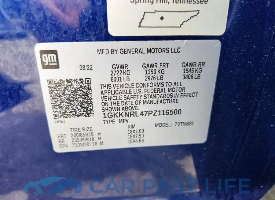 1GKKNRL47PZ116500# 12