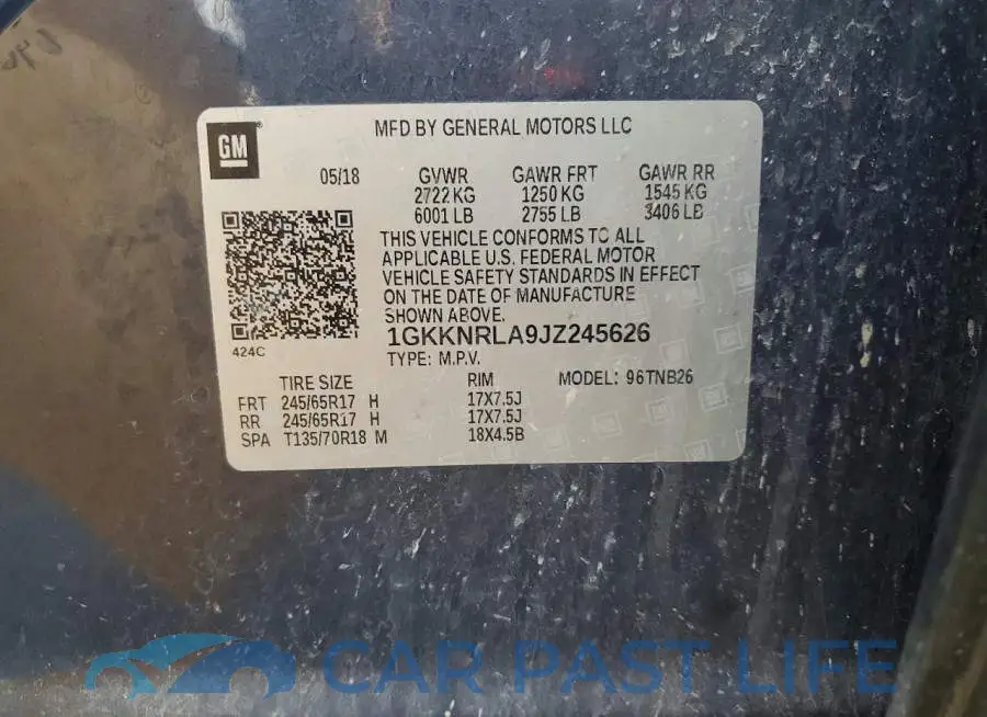 1GKKNRLA9JZ245626# 13