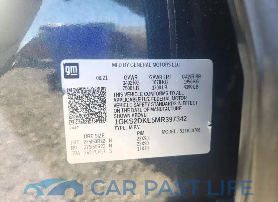 1GKS2DKL5MR397342# 13