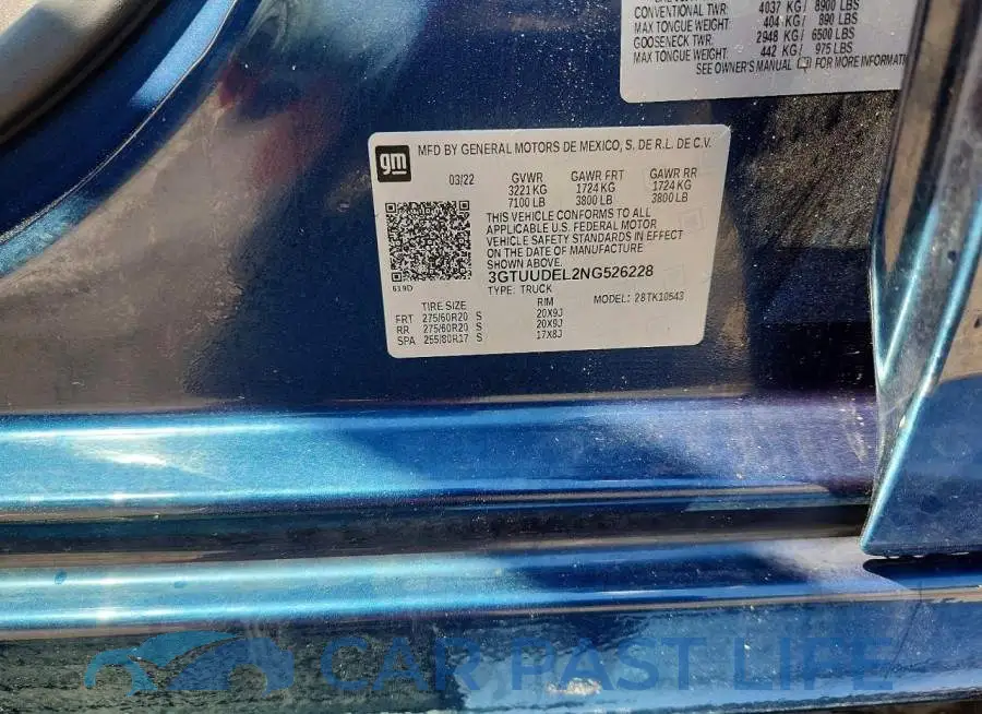 3GTUUDEL2NG526228# 12