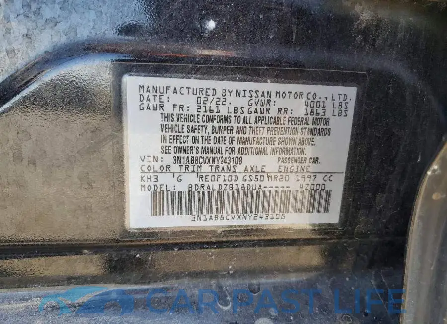 3N1AB8CVXNY243108# 12