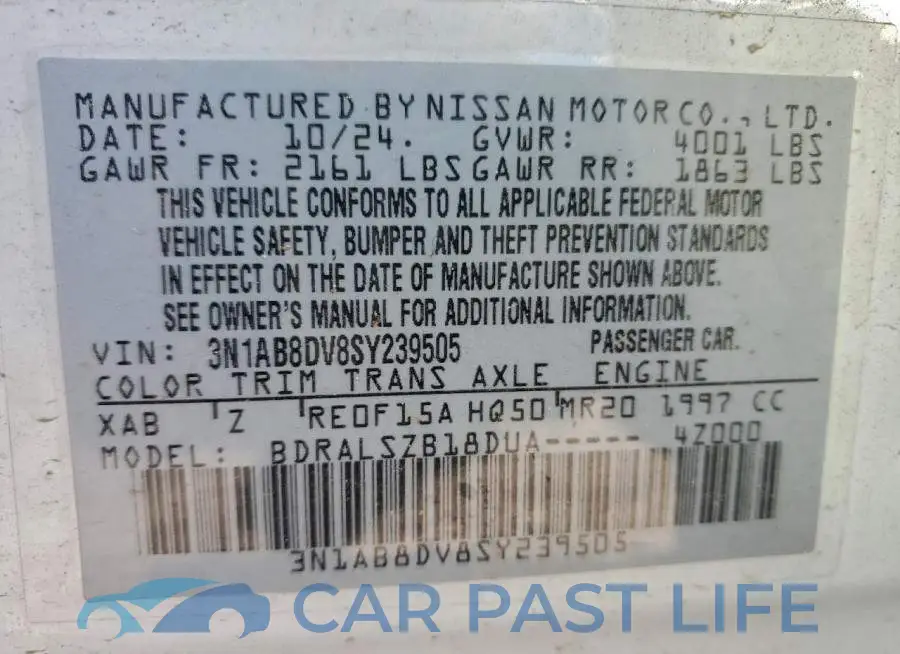 3N1AB8DV8SY239505# 12