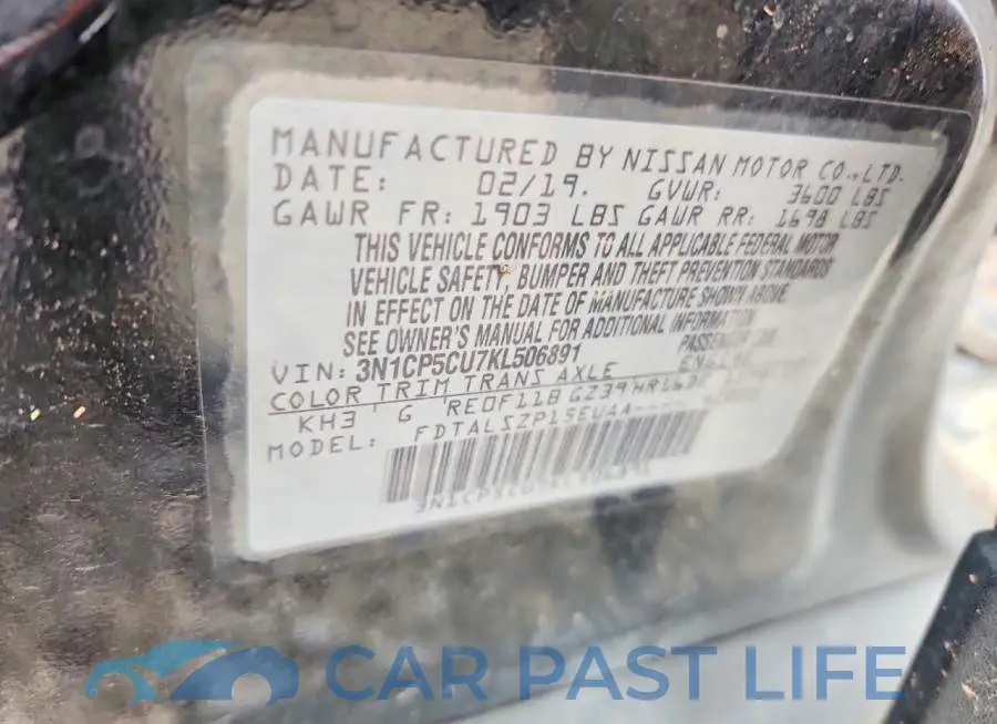 3N1CP5CU7KL506891# 12