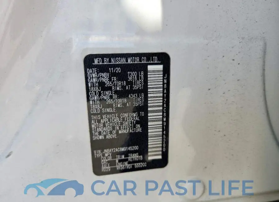 JN8AY2AC8M9145200# 12
