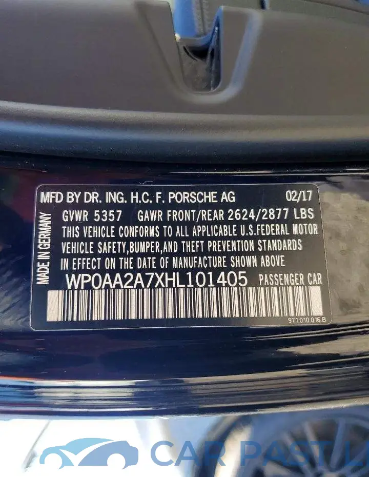 WP0AA2A7XHL101405# 12