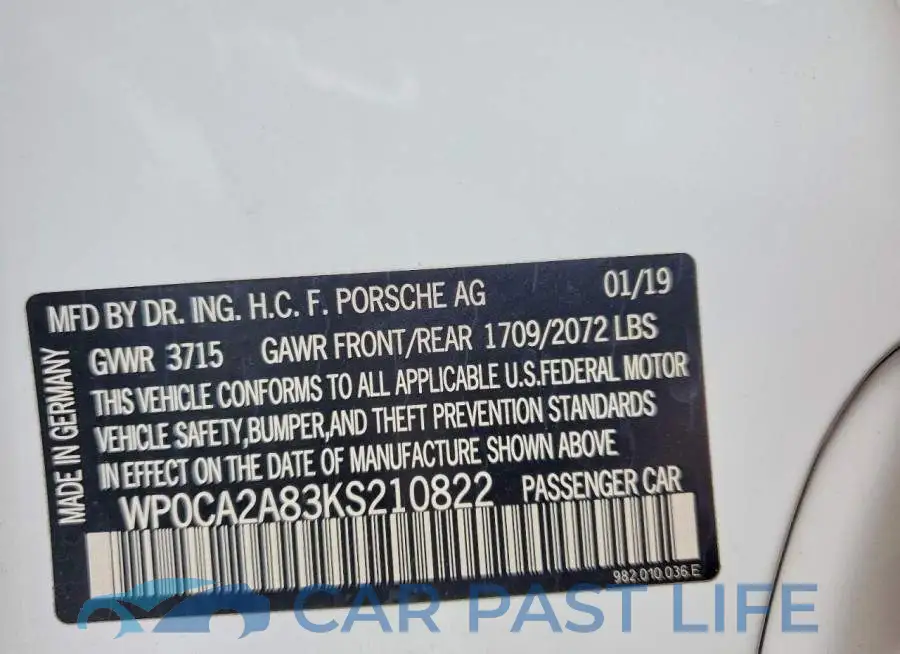 WP0CA2A83KS210822# 12