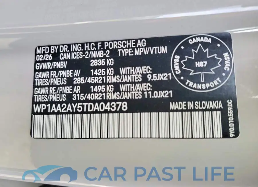 WP1AA2AY5TDA04378# 14