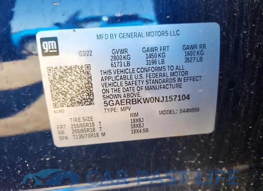 5GAERBKW0NJ157104# 12