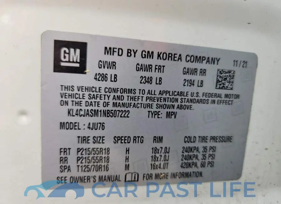 KL4CJASM1NB507222# 13