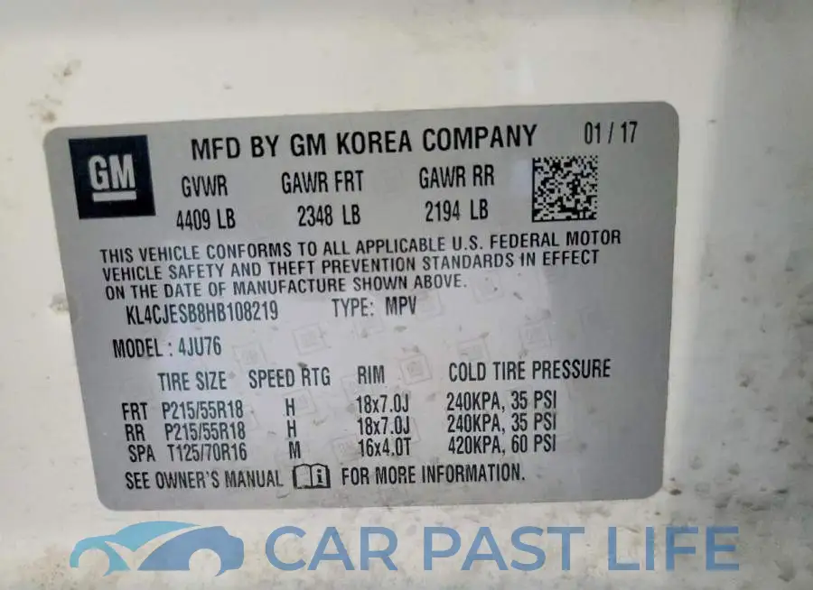 KL4CJESB8HB108219# 12